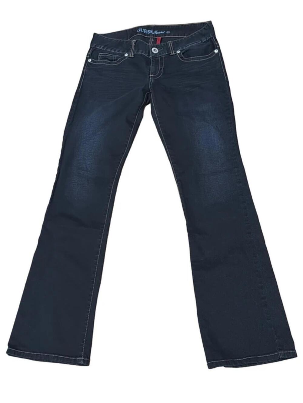 Vintage Guess Daredevil Bootcut Denim Jeans Lowrise Womens 30 Tall Dark Wash Y2K